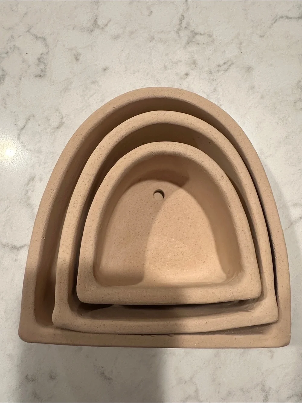 Neutral Tan/blush pink Ceramic Wall decor Trio - Set of 3